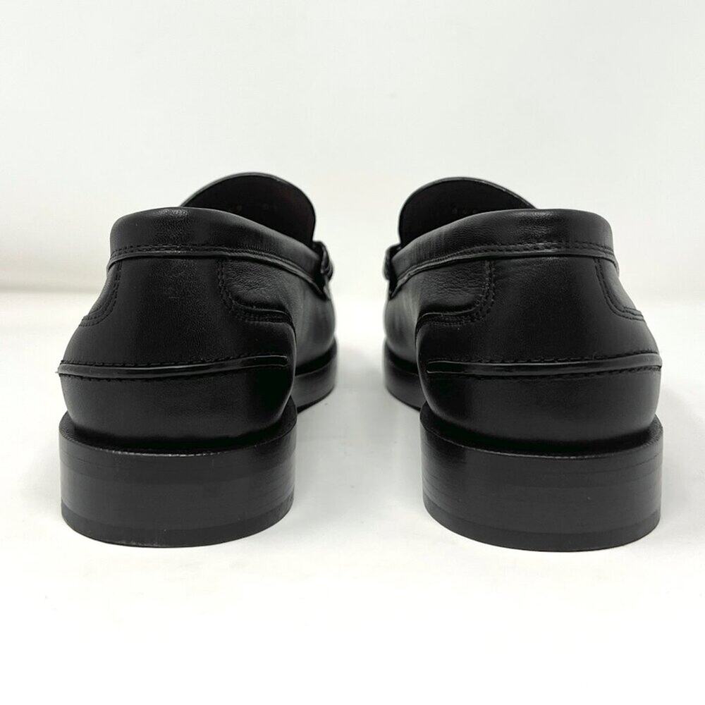 Fendi Black Leather Loafers FF Logo Gold Hardware Flats 39 - Picture 5 of 10